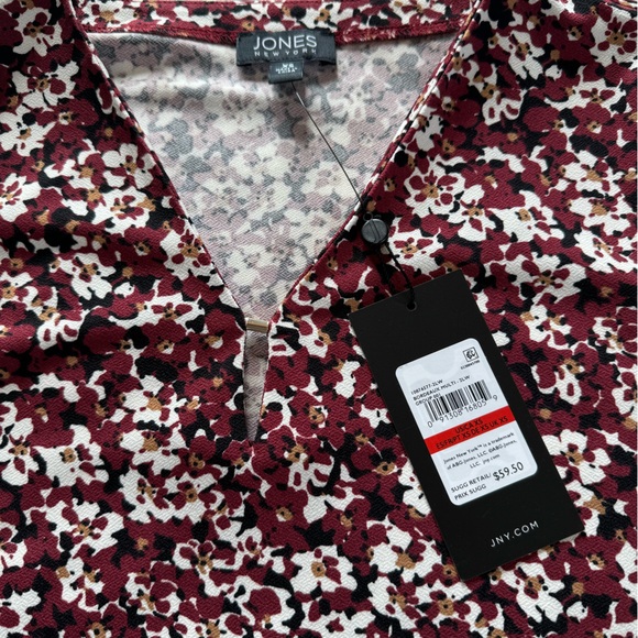 Beautiful top by Jones New York. Burgundy, cream and tan. - Picture 3 of 3